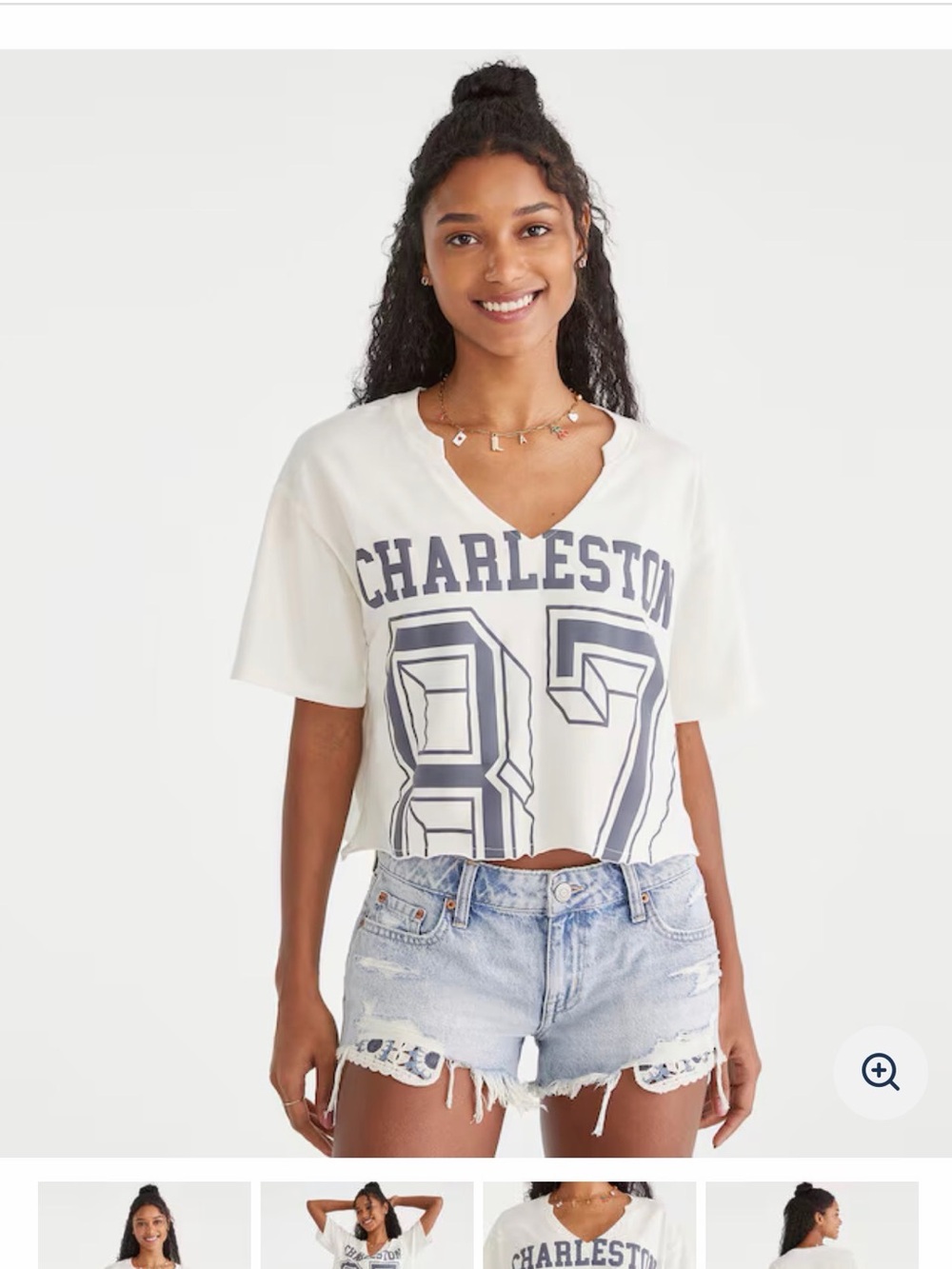 Aeropostale White Tee with Navy Charleston Print